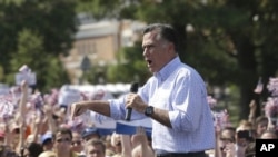 Republican presidential candidate, Mitt Romney campaigns at Van Dyck Park in Fairfax, Va., Sept. 13, 2012