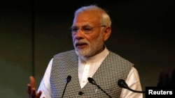 India's Prime Minister Narendra Modi speaks at the inauguration of a hydroelectric power plant in the state of Jammu and Kashmir, at Sher-i-Kashmir International Conference Centre in Srinagar, May 19, 2018. In 2014, Modi’s campaign strategists successfull