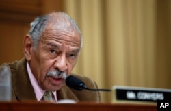 Rep. John Conyers, D-Mich., speaks during a hearing of the House Judiciary subcommittee on Crime, Terrorism, Homeland Security, and Investigations, on Capitol Hill, in Washington, April 4, 2017.