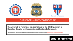 FILE - This screenshot from the University of Farmington shows that the website has been closed down.