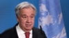Le secrétaire général des Nations unies, Antonio Guterres, s'adresse aux médias.