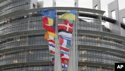 Підтримка України для країн-сусідів, які ще пам'ятають російську окупацію, – не солідарність, а безпекова співзалежність, кажуть дослідники, які публікують дані опитування напередодні виборів до Європейського парламенту. Фото 7 лютого 2024 року, Страсбург, східна Франція. (AP)