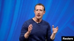 FILE - Facebook's founder and CEO Mark Zuckerberg speaks during a conference inParis, France, May 24, 2018