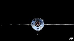 In this photo taken by Russian cosmonaut Oleg Novitsky and provided by Roscosmos Space Agency Press Service, the Nauka module is seen prior to docking with the International Space Station, July 29, 2021.