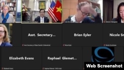 Participants of the online conference under the Mekong-US Partnership Track 1.5 Policy Dialogue framework. — Photo Vietnam's Ministry of Foreign Affairs via Vietnam News.