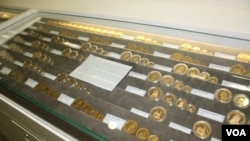 South African Krugerrands, some of the most famous coins in the world. (Darren Taylor for VOA News)