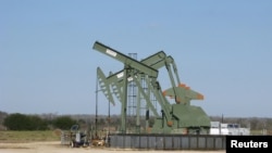A pump jack stands idle in Dewitt County, Texas, Jan. 13, 2016. Across oil fields from Texas to North Dakota fears are growing that the sharp drop in oil prices could drive many shale producers out of business. 