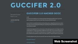 A screenshot of the Guccifer 2.0 website on Aug. 13, 2016