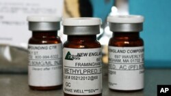 Vials of the injectable steroid product made by the New England Compounding Center, Oct 09, 2012.