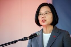 Taiwan's President Tsai Ing-wen speaks during her visit in Port-au-Prince, Haiti July 13, 2019.