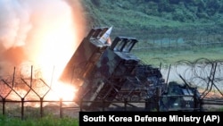 FILE - A U.S. Army Tactical Missile System (ATACMS) fires during exercises between the U.S. and South Korea at an undisclosed location in South Korea, July 29, 2017. The White House, Nov. 17, 2024, reportedly allowed Kyiv to use ATACMS missiles for deeper strikes inside Russia.