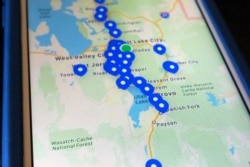 A smartphone app built for the state of Utah displaying coronavirus test sites. The app tracks symptoms and shares location data for contact tracing.