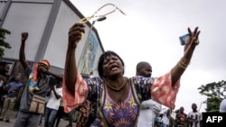 Manifestation anti-Kabila à la paroisse Saint-Joseph à Kinshasa le 31 décembre 2017.