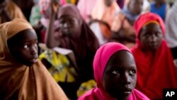 Children receive schooling as U.S. Ambassador to the United Nations Samantha Power visits Malkohi Internally Displaced Person Camp in Yola, Nigeria, April 22, 2016. 