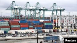 Containers are seen at the port in San Pedro, California, U.S., March 22, 2018. 