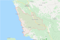 Letak Mandailing Natal di Sumatera Utara.