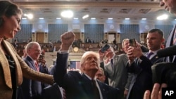 US President Donald Trump leaves the chamber after addressing a joint session of Congress at the Capitol in Washington, March 4, 2025. 