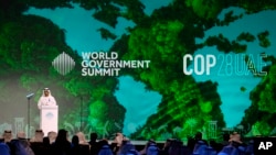 FILE - Sultan al-Jaber, the CEO of Abu Dhabi National Oil Co. and president of COP28, speaks during the World Government Summit in Dubai, UAE, on Feb 14, 2023. The COP28 conference will be held in late November in Dubai.
