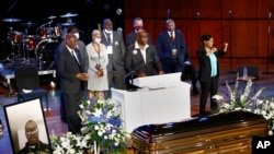 Philonise Floyd speaks at a memorial service for his brother, George Floyd, at North Central University in Minneapolis, June 4, 2020.