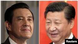 This combination of file photos shows Taiwan President Ma Ying-jeou, left, and Chinese President Xi Jinping.