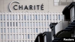 FILE - A view of Charite Mitte Hospital Complex in Berlin where Kremlin critic Alexei Navalny was treated after being poisoned in August 2020. 