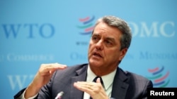 Direktur Jenderal Organisasi Perdagangan Dunia (World Trade Organization/WTO) Roberto Azevedo dalam konferensi pers setelah pertemuan di Jenewa, Swiss, 10 Desember 2019. (Foto: Reuters) 