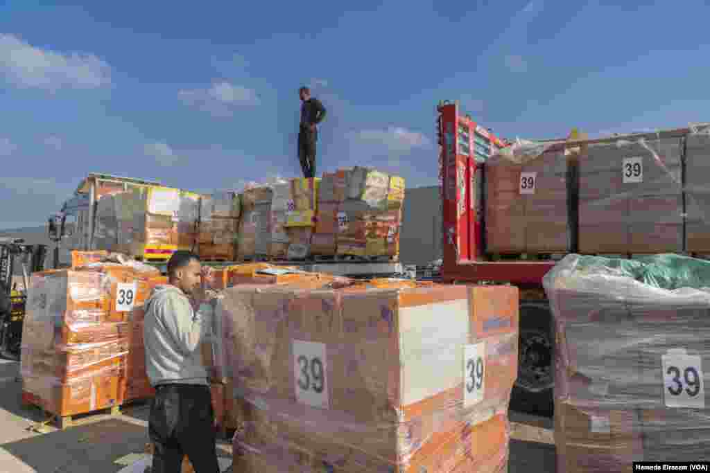 Aid workers say Israeli authorities deny trucks due to “improper packaging” such as metal parts. Feb. 4, 2025.