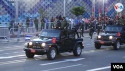 El presidente de Nicaragua, Daniel Ortega, en un desfile del Ejército en Managua el 3 de septiembre de 2021. Foto VOA.