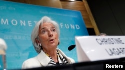 International Monetary Fund Managing Director Christine Lagarde speaks during a news conference at IMF headquarters in Washington, D.C., June 14, 2013.