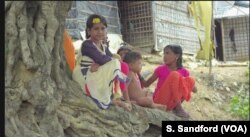 A group of Rohingya girls at Kutupalong refugee camp in Cox's Bazar, Bangladesh.