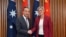 China’s Foreign Minister Wang Yi meets with Australia's Foreign Affairs Minister Penny Wong at Parliament House, in Canberra, March 20, 2024. 