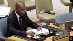 Youssoufou Bamba, U.N. Ivory Coast Ambassador speaking at Security Council, July 26, 2012 (U.N. photo)