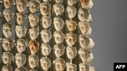 A new work of art entitled "Mil Veces un Instante" (A Thousand Times in an Instant) by Mexican artist Teresa Margolles is unveiled as the new Fourth Plinth in Trafalgar Square in London on Sept. 18, 2024.