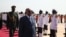 Sudan President Omar al-Bashir arrives in South Sudan's capital Juba to meet his counterpart Salva Kiir for talks on trade, borders and other outstanding issues between the former civil war foes, Oct. 22, 2013. (H. McNeish for VOA)