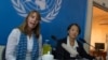 FILE - United Nations Special Rapporteur Rhona Smith (L) gives statement on the situation of human rights in Cambodia at office of the high commissioner for human rights, Sept. 24, 2015. (Neou Vannarin/VOA Khmer)