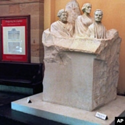File photo of Capitol Hill's memorial statue of pioneers of the women's suffrage movement. The statue features (L-R) Elizabeth Cady Stanton, Susan B. Anthoy and Lucretia Mott (File)