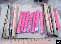 FILE - A U.S. Customs handout photo of the drug ya ba, which was discovered in a shipment of chopsticks.