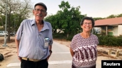 Yocheved Lifshitz, who was held as hostage by Palestinian Hamas militants, is seen with her husband Oded in this handout picture obtained by Reuters on Oct. 23, 2023, as Hamas announced she was going to be released. Daniel Lifshitz archive/Handout via Reuters. 