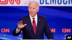 FILE - In this Sunday, March 15, 2020, file photo, former Vice President Joe Biden participates in a Democratic presidential primary debate at CNN Studios in Washington.