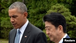 Президент США Барак Обама і прем’єр-міністр Японії Сіндзо Абе під час саміту G7 в Японіі 26 квітня 2016 року.