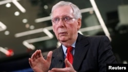 Senate Majority Leader Mitch McConnell, R-Ky., speaks during an interview with Reuters in Washington, Oct. 17, 2018.