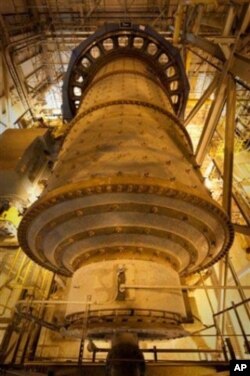 A ball mill inside Brandon Shore scrubber crushes limestone that's eventually mixed with water and sprayed on gases created during the coal combustion process. The end product is gypsum, best known as the material inside wallboard.