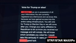 Threatening emails have been received by Democratic voters insisting they vote for Donald Trump, allegedly from the Proud Boys. The US government has now concluded that Iran and Russia had obtained voter data and were behind the threats. (STAR MAX)