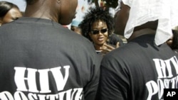 Protestors demand free HIV/AIDS treatment for persons living with HIV in Abuja, Nigeria, December 5, 2005.