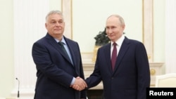 资料照片：匈牙利总理欧尔班在莫斯科会晤俄罗斯总统普京。(2024年7月5日)