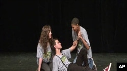 Students from the Washington, DC, area act in a production at the Arena Stage, one of the center's many community-outreach programs that expose young people to the arts