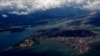 The Pacific Ocean entrance of the Panama Canal is seen on March 16, 2012, with Panama City in the foreground and the Bridge of the Americas over the canal.