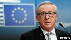 European Commission President Jean-Claude Juncker addresses a news conference during a European Union leaders informal summit in Brussels, Belgium, Feb. 23, 2018.