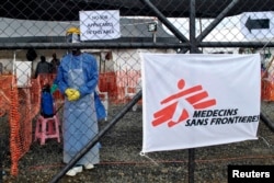 FILE - This is one of the Ebola treatment centers set up in Monrovia, Liberia, by the aid group Doctors Without Borders, or Médecins Sans Frontières.