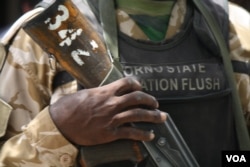 Some soldiers say Boko Haram militants fled when the Nigeria military advanced. Other said they were well armed and fought back. (VOA/Heather Murdock)